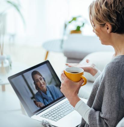 Person video chatting with a provider