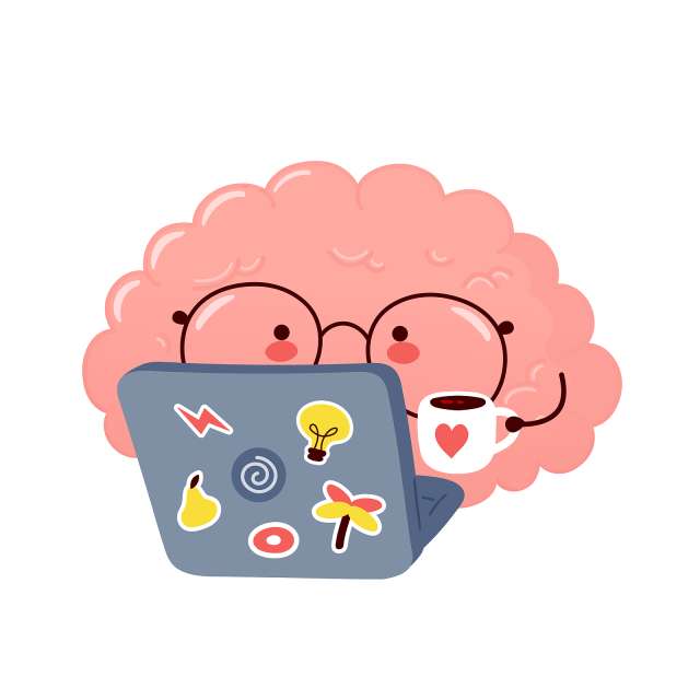A brain uses a laptop. This relates to concepts of DBT therapy in St. Louis, MO.