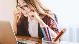 girl stressed studying